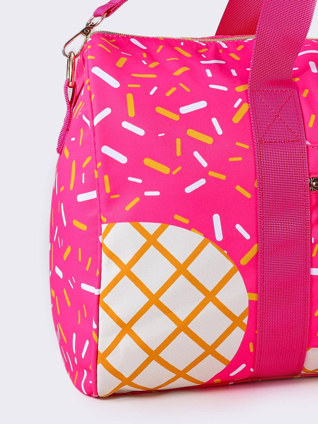 Pink Ice Cream Drip Pattern Canvas Duffle Bag
