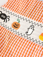 Fall Halloween Orange Pumpkin Ghost Spider Smock Embroidery Baby Boy Romper