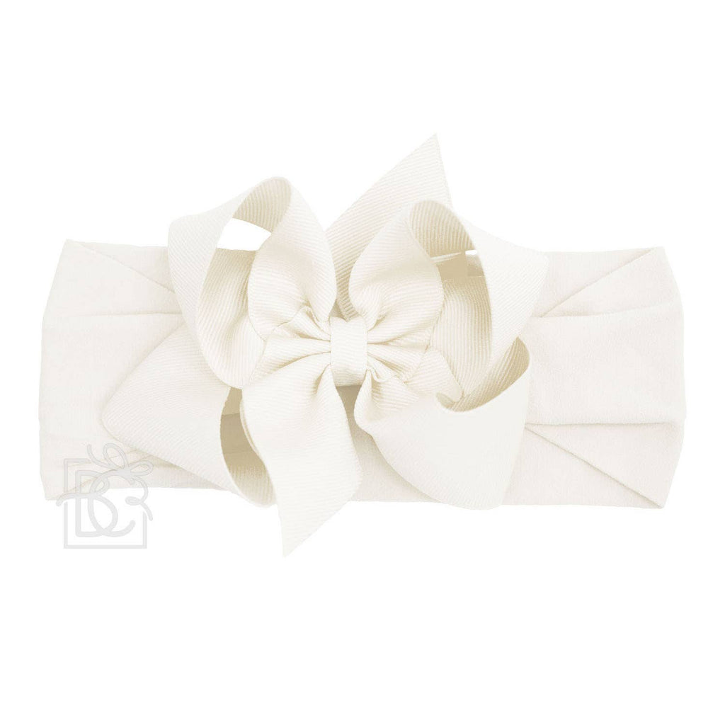WIDE PANTYHOSE HEADBAND W/CLASSIC GROSGRAIN BOW