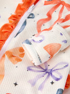 Halloween Mommy and Me Bow Print Pajama Girls Romper