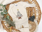 O come let us adore him baby footie, Christmas baby outfit