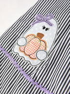 Halloween Striped "Trick Or Treat" Smock Embroidered Baby Girl Dress
