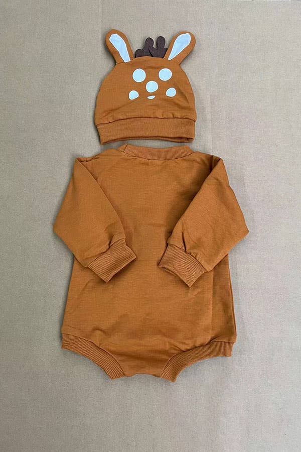 Chirstmas deer printed brown baby onesie