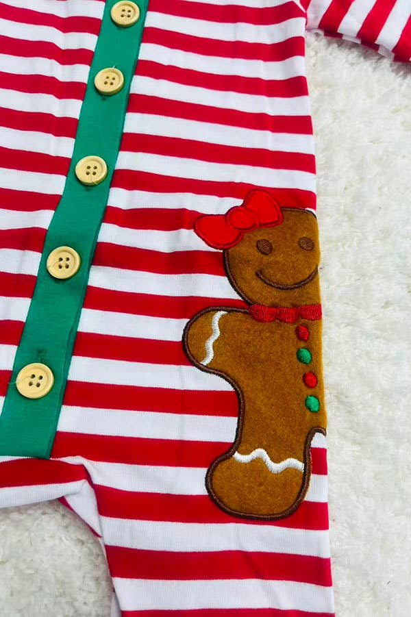Christmas striped gingerbread dreams sleeper pajamas