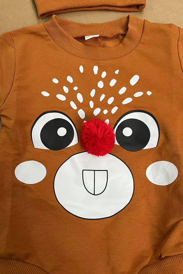 Chirstmas deer printed brown baby onesie