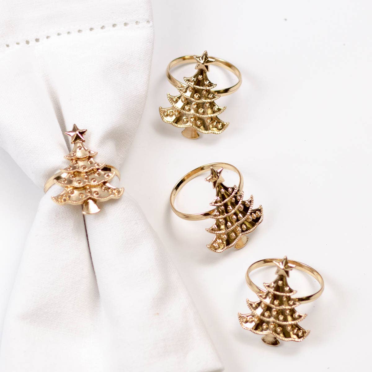 Christmas Tree Napkin Rings Gold
