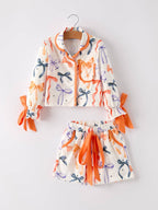 Halloween Mommy and Me Bow Print Pajama Set
