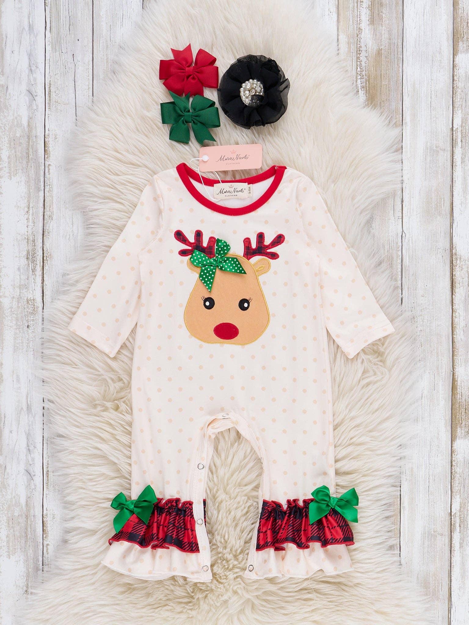 A Very Dear Reindeer Embroidered Romper