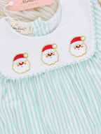 Santa’s Gift Embroidered Striped Bubble Romper
