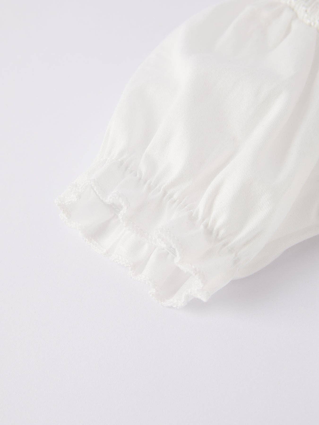White Smocked Church Christ Bishop Christening Girls Romper