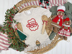 Christmas baby girl ruffle romper, puff embroidery Santa