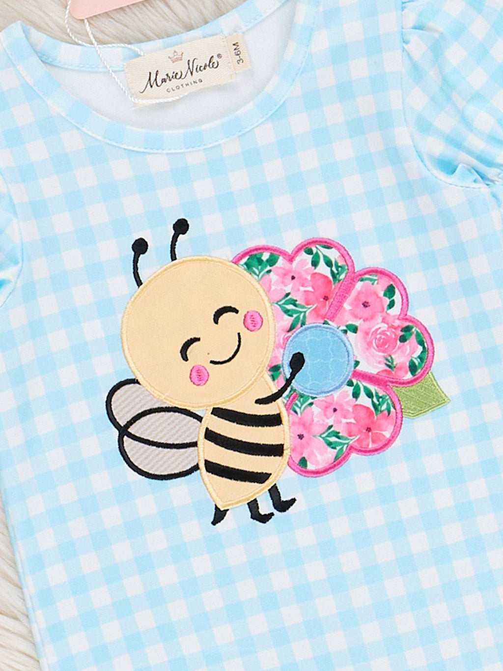 Sweet Bee Embroidered Ruffle Romper