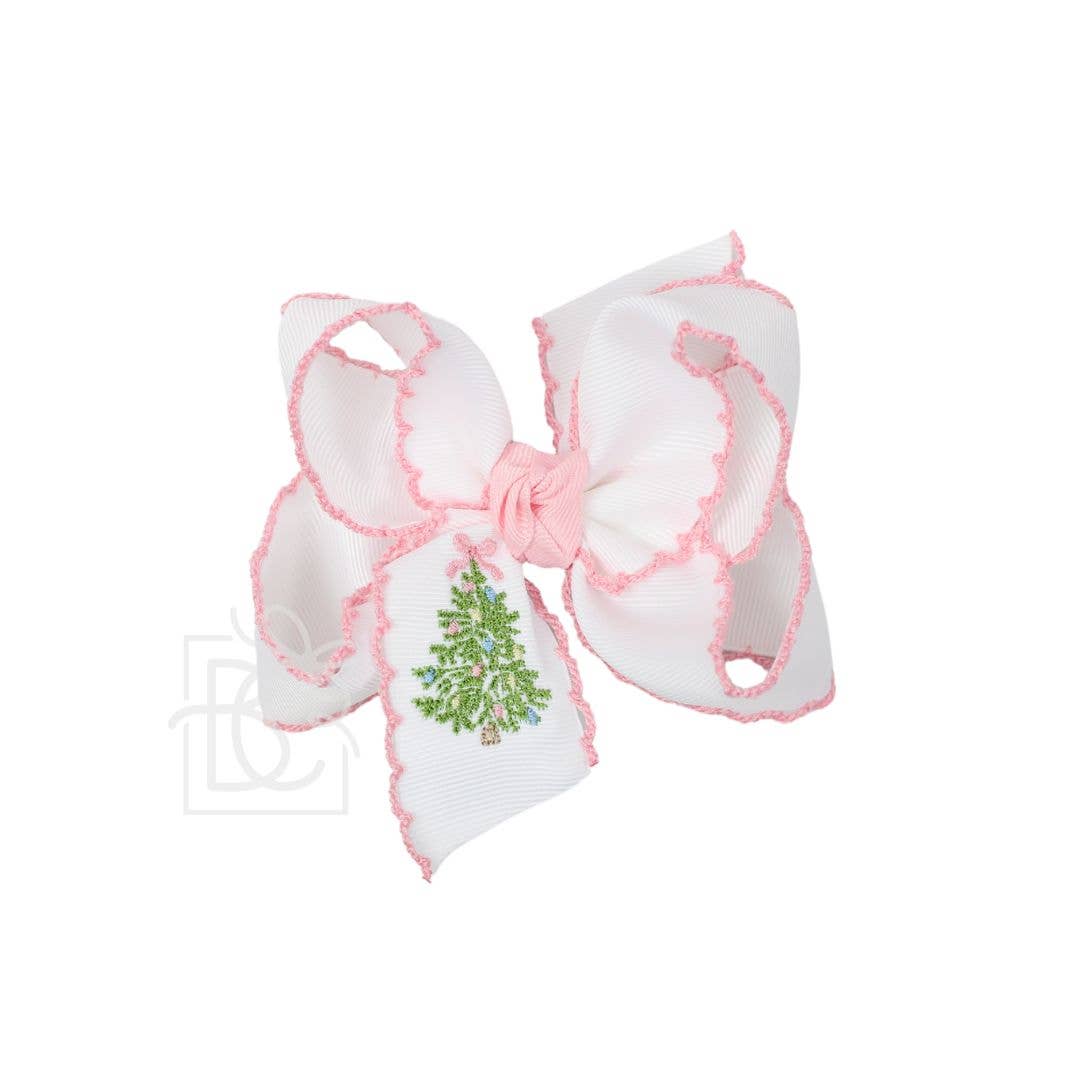 EMBROIDERED CHRISTMAS TREE CROCHET EDGE BOWS