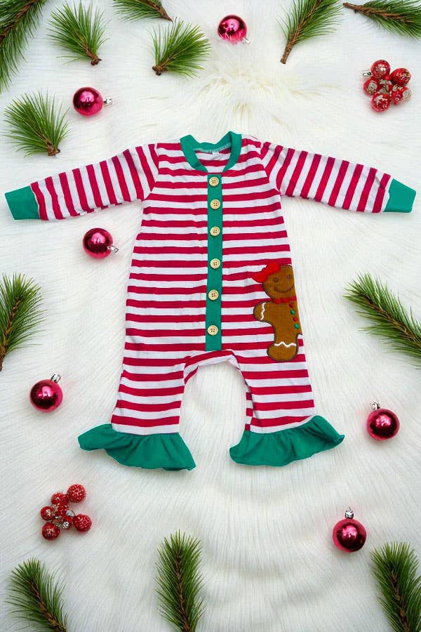 Christmas striped gingerbread dreams sleeper pajamas