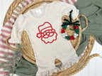 Christmas baby girl ruffle romper, puff embroidery Santa
