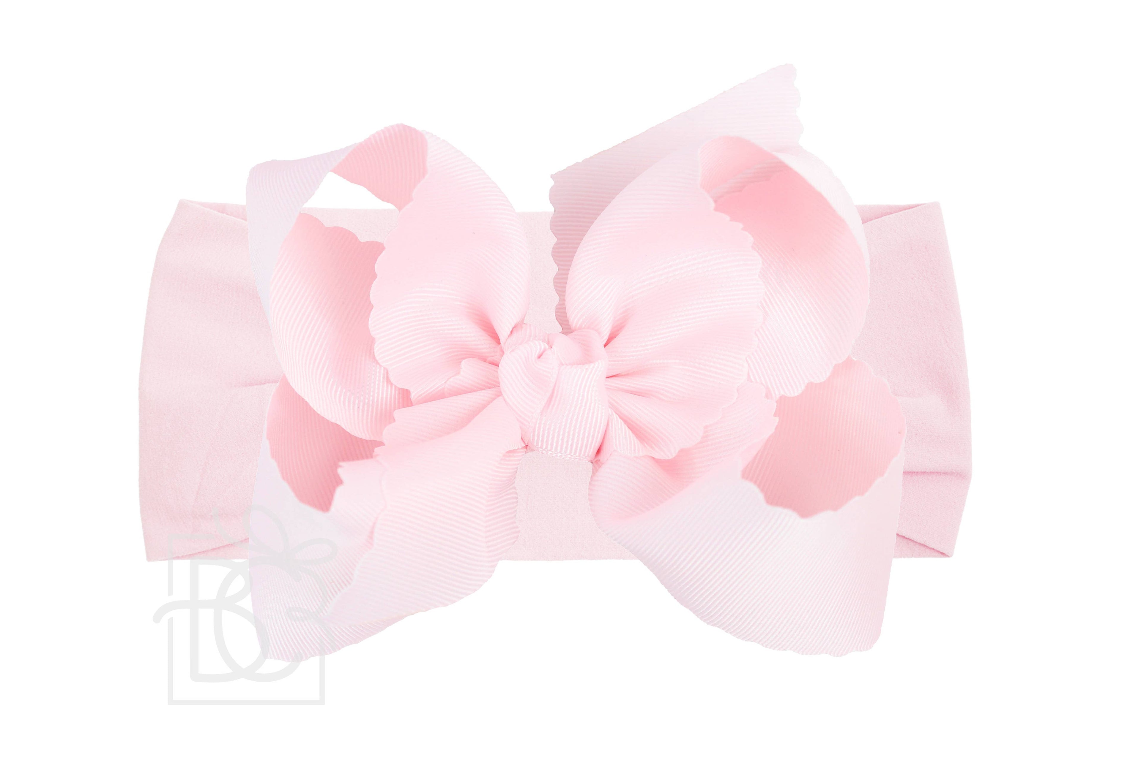 WIDE PANTYHOSE HEADBAND W/ 5.5" XL SCALLOPED EDGE BOW