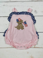 Baby Girl Dog Appliqué Patriotic Bubble