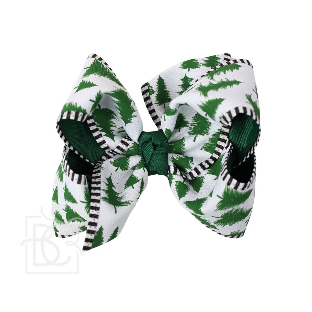 Layered Christmas Tree Print Bow on Alligator Clip (5.5")